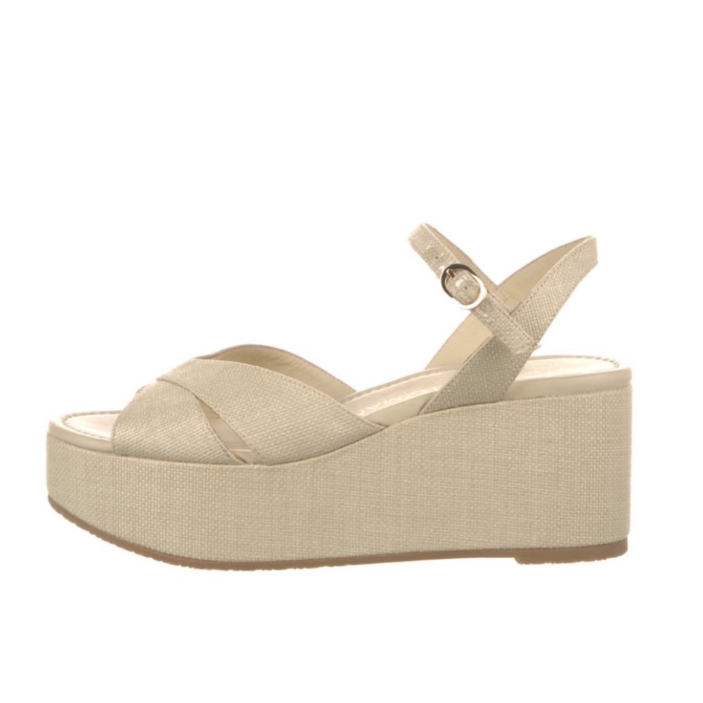 Stuart Weitzman Beige Cross-Strap Platform Sandal… - image 5